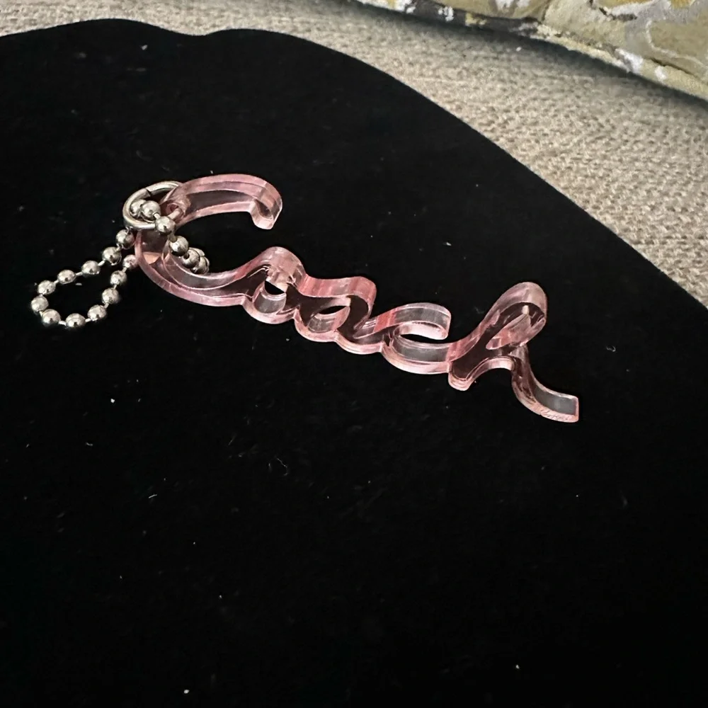 Coach Pink Script Keychain -‎ Bag Charm Authentic Coach ACCESSORY!